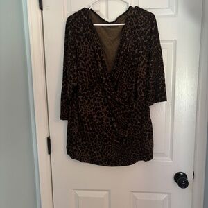 Kate Hill leopard print faux wrap top. 2x. Excellent condition.
